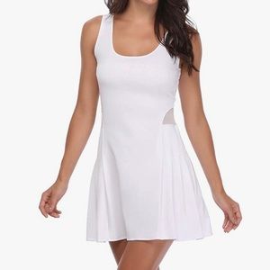 White workout dress with mesh cutout